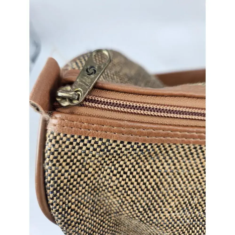 ​Vintage Samsonite Tapestry Duffle Bag Shoulder Strap 14 x 8.in Tweed Pattern